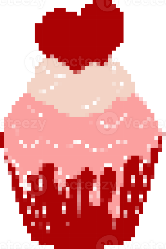 Valentinstag Tag Cupcake Aufkleber Pixel Kunst. 8 Bit Sprite. Liebe Konzept png