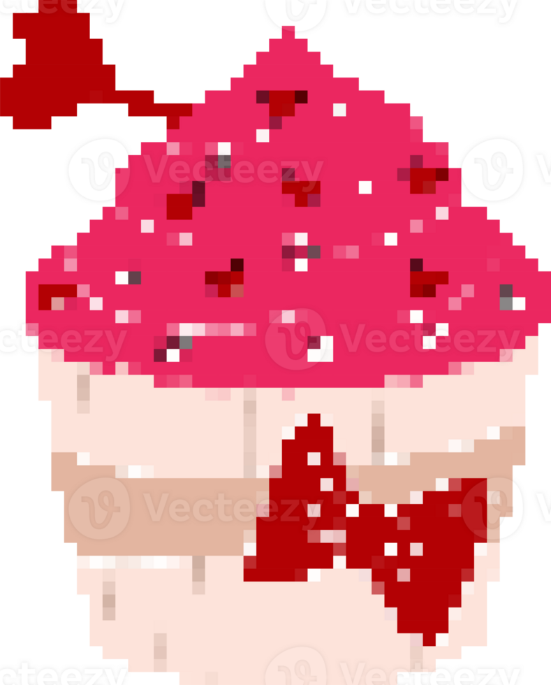 Valentinstag Tag Cupcake Aufkleber Pixel Kunst. 8 Bit Sprite. Liebe Konzept png