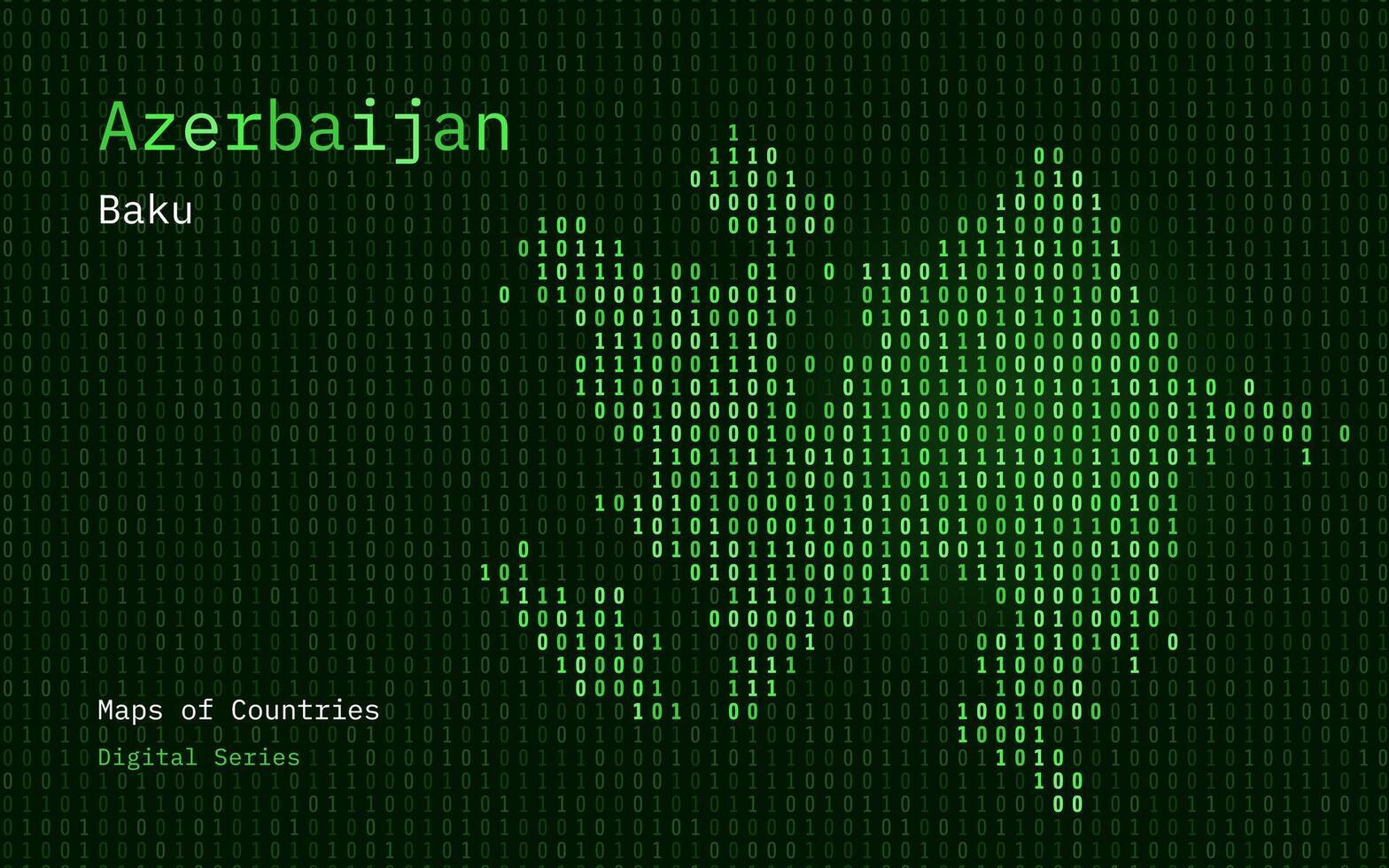 azerbaiyán mapa mostrado en binario código modelo. tsmc. matriz números, cero, uno. mundo países vector mapas digital serie