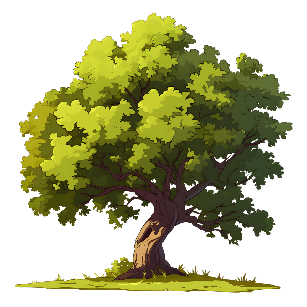 ai generato alberi illustrazione mano dipingere pieno colore isolato png