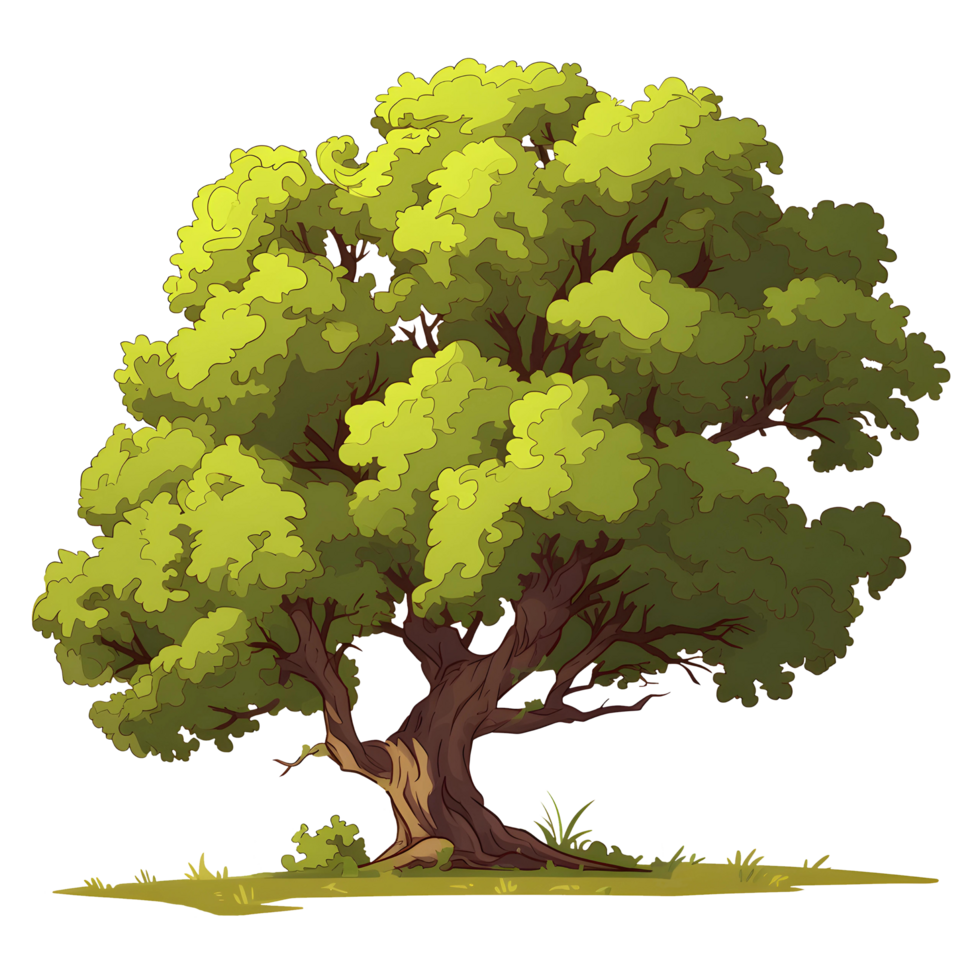 ai generato alberi illustrazione mano dipingere pieno colore isolato png