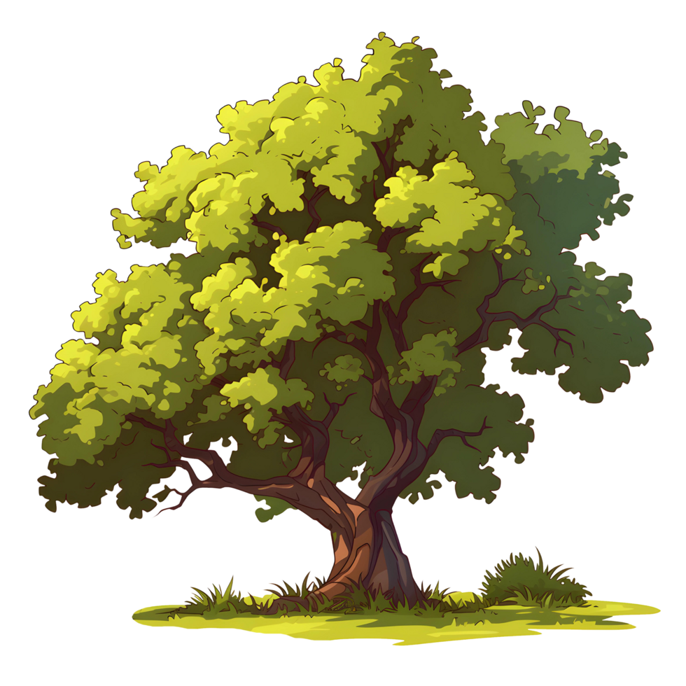 ai generato alberi illustrazione mano dipingere pieno colore isolato png