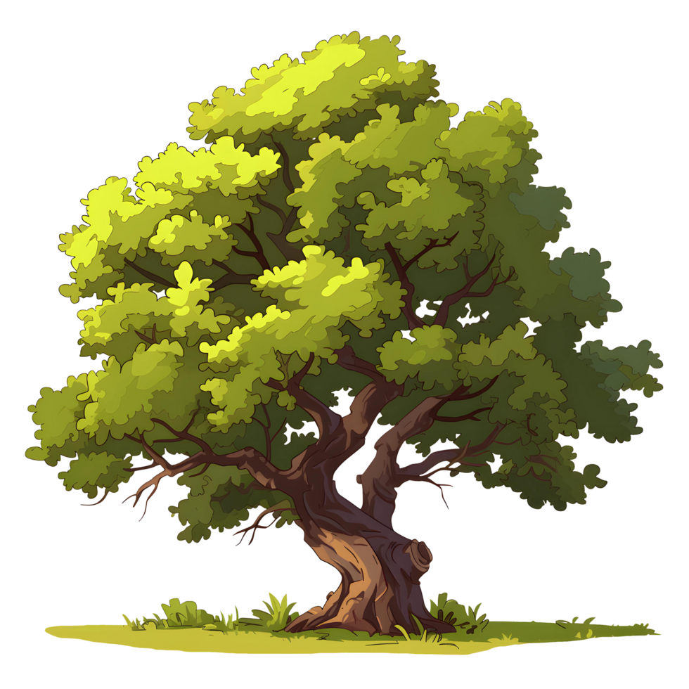 ai generato alberi illustrazione mano dipingere pieno colore isolato png