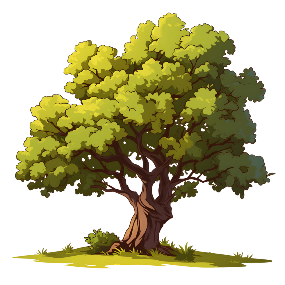 AI generated Trees illustration hand paint full color Isolated png