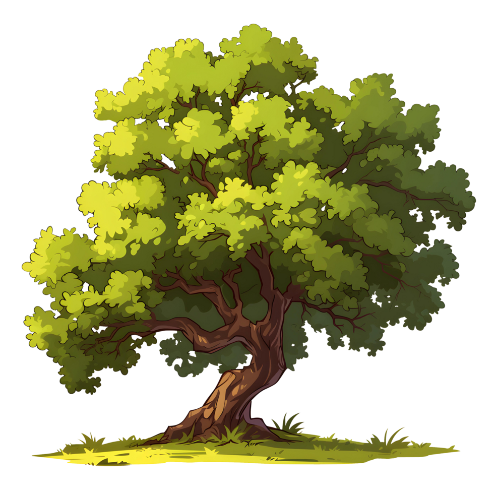 ai generato alberi illustrazione mano dipingere pieno colore isolato png