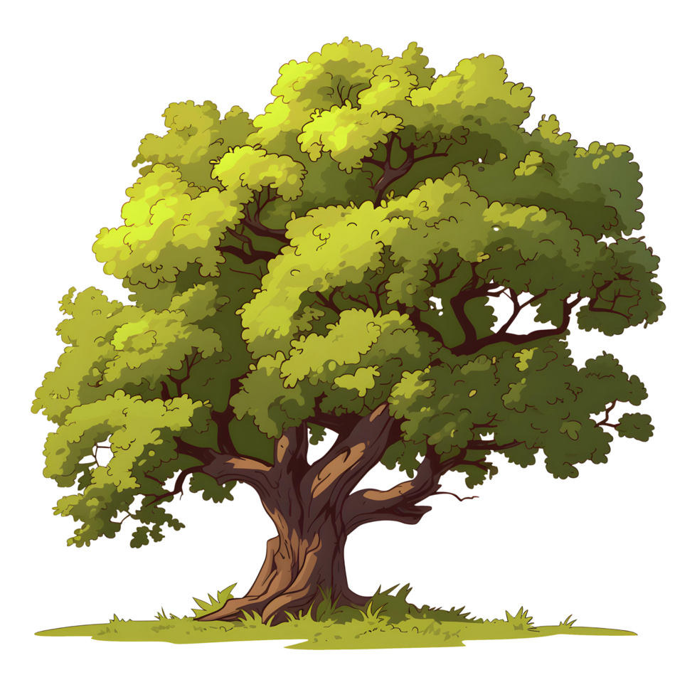 ai generato alberi illustrazione mano dipingere pieno colore isolato png