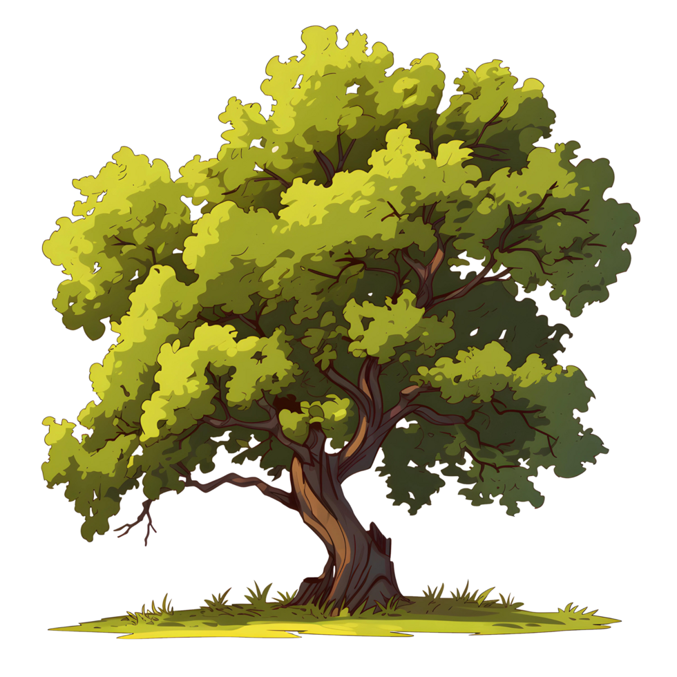 ai generato alberi illustrazione mano dipingere pieno colore isolato png