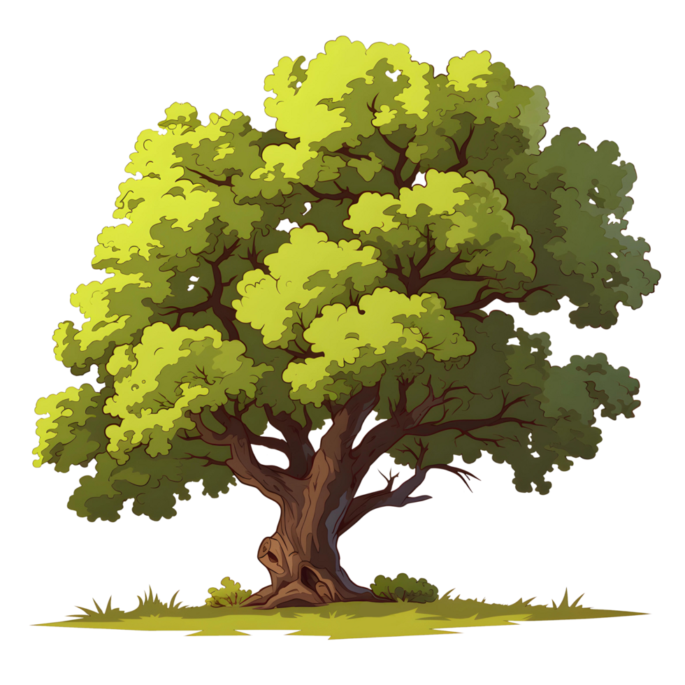 ai generato alberi illustrazione mano dipingere pieno colore isolato png