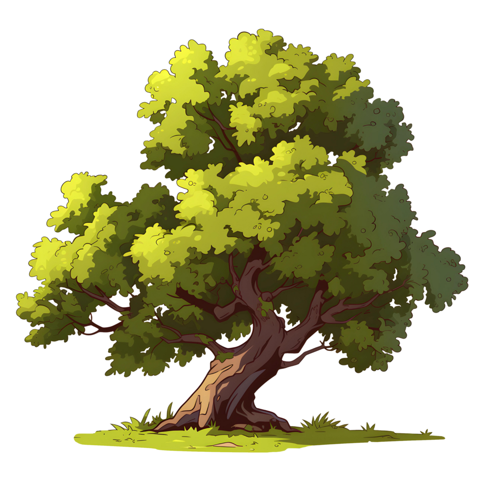 ai generato alberi illustrazione mano dipingere pieno colore isolato png