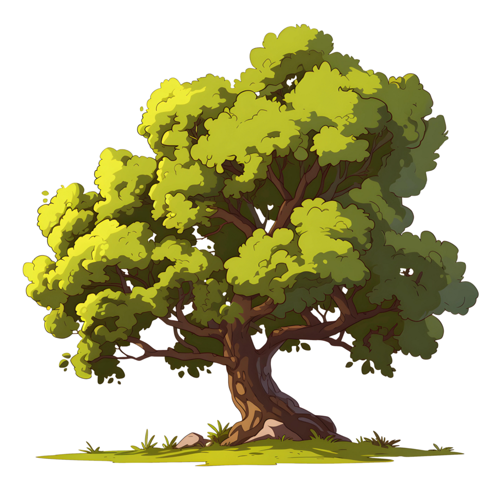 ai generato alberi illustrazione mano dipingere pieno colore isolato png