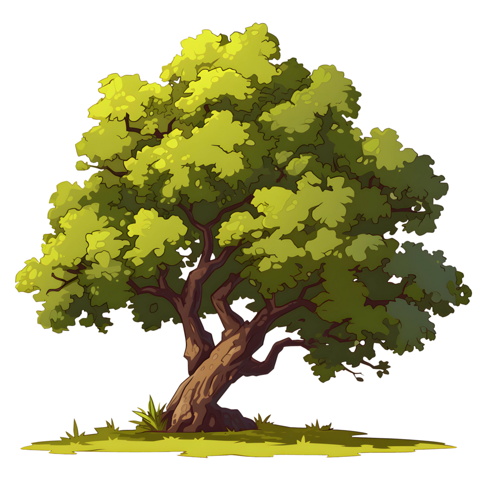 ai generato alberi illustrazione mano dipingere pieno colore isolato png