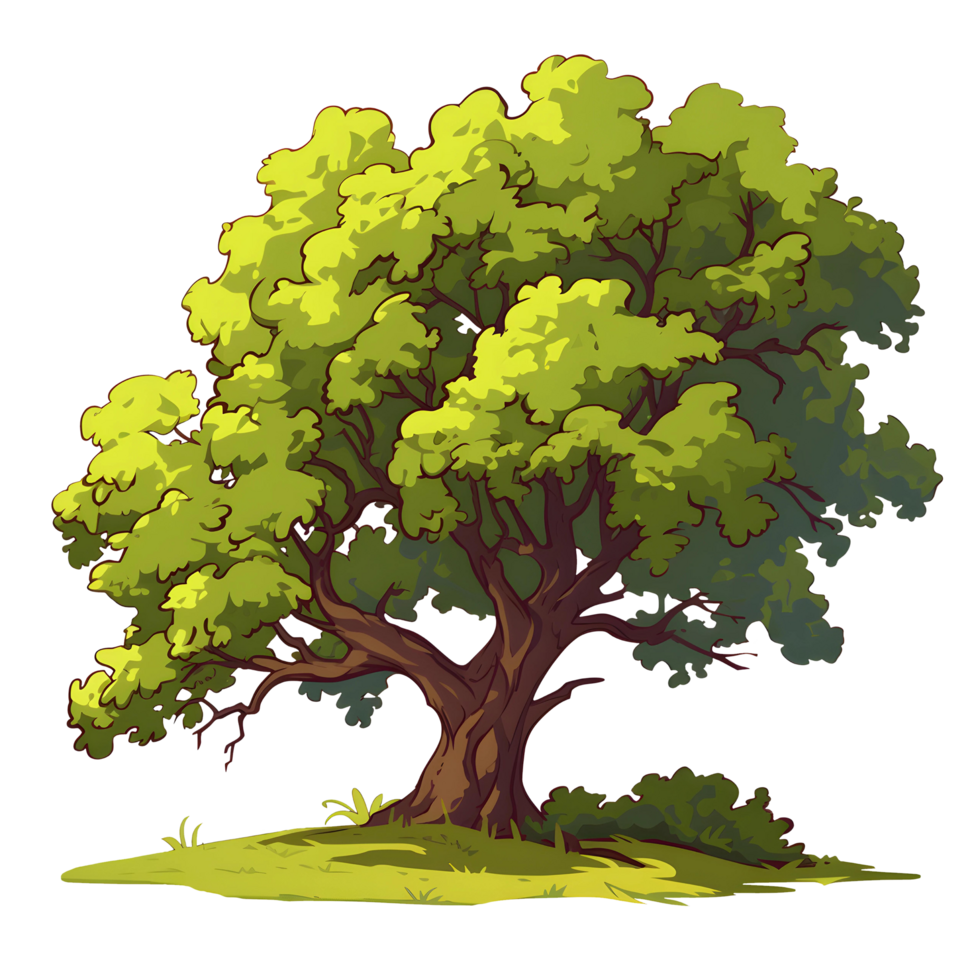 AI generated Trees illustration hand paint full color Isolated png