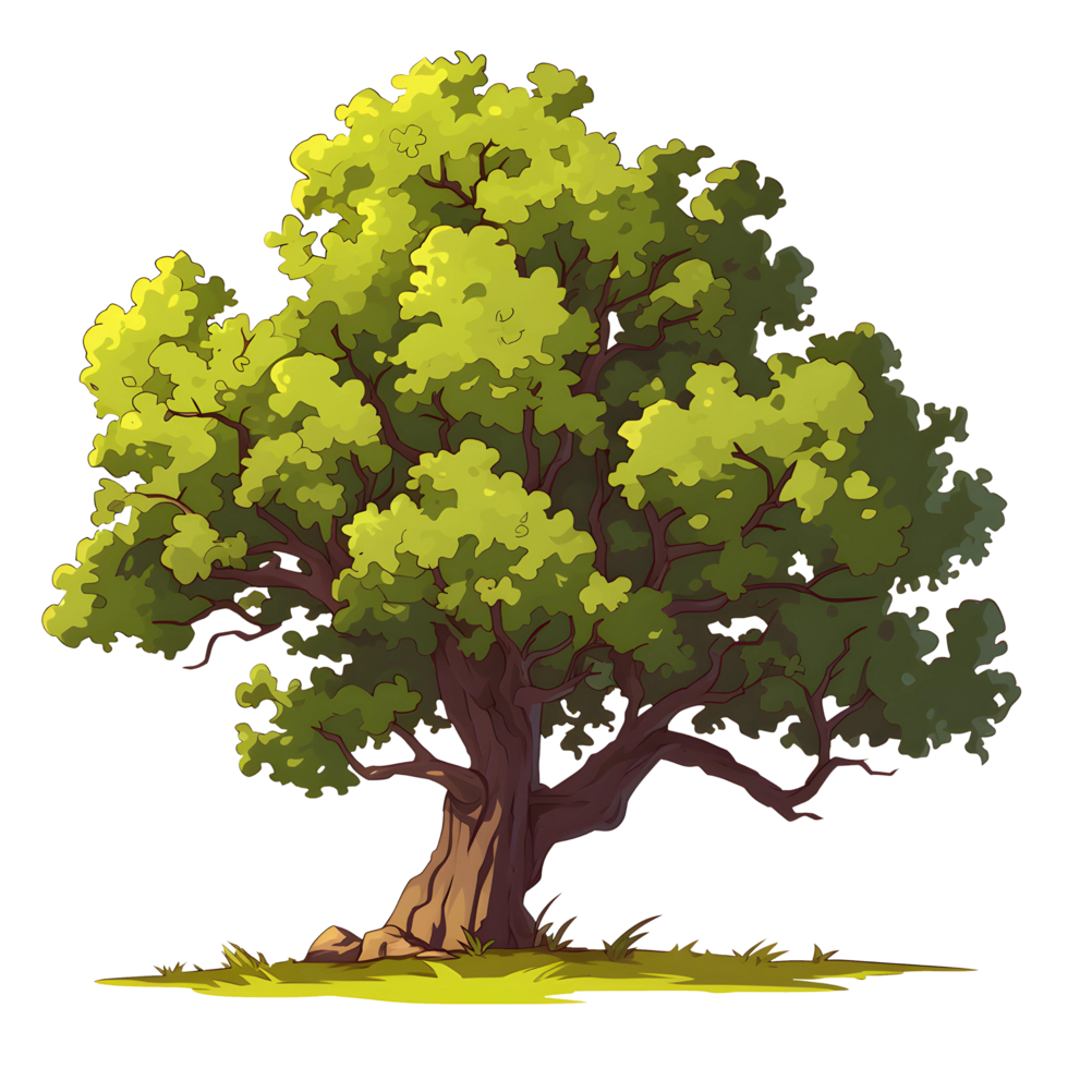 ai generato alberi illustrazione mano dipingere pieno colore isolato png