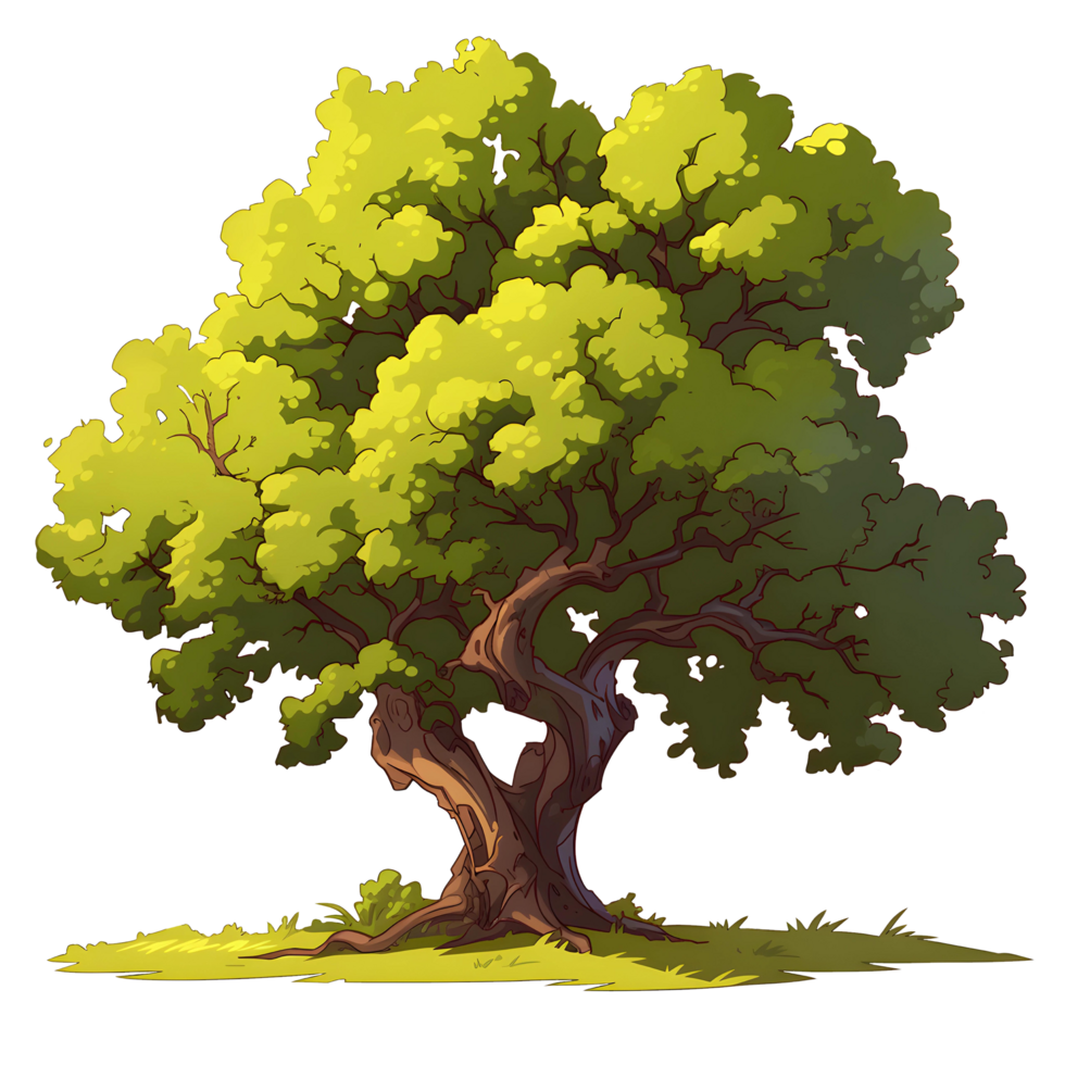 ai generato alberi illustrazione mano dipingere pieno colore isolato png