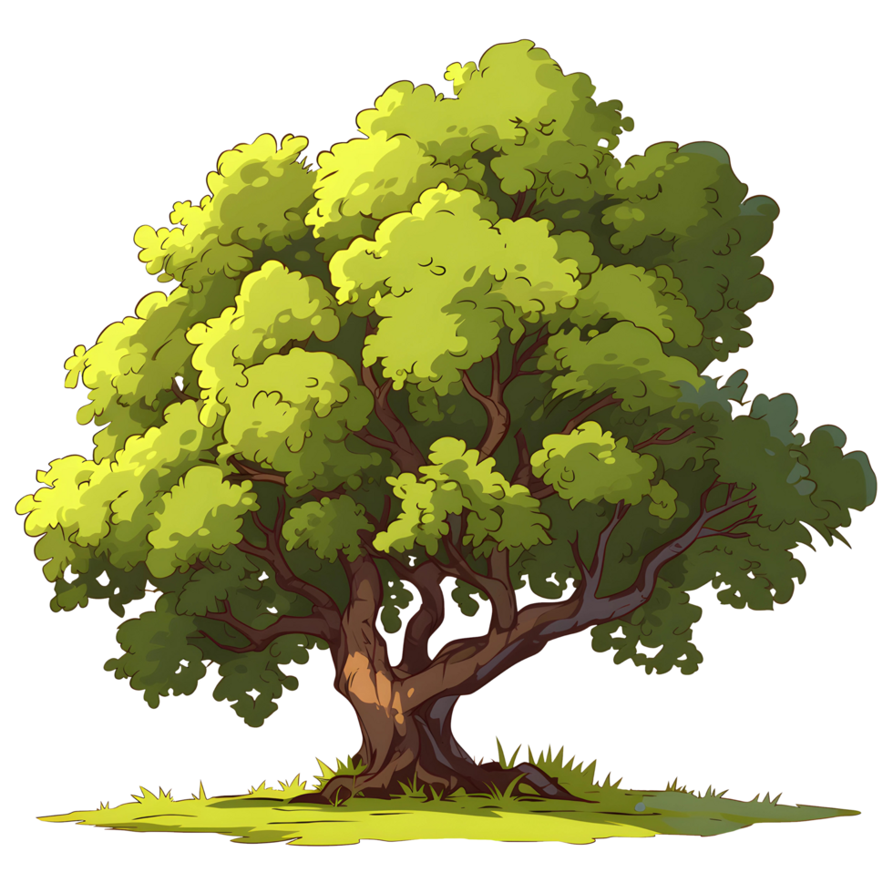 ai generato alberi illustrazione mano dipingere pieno colore isolato png