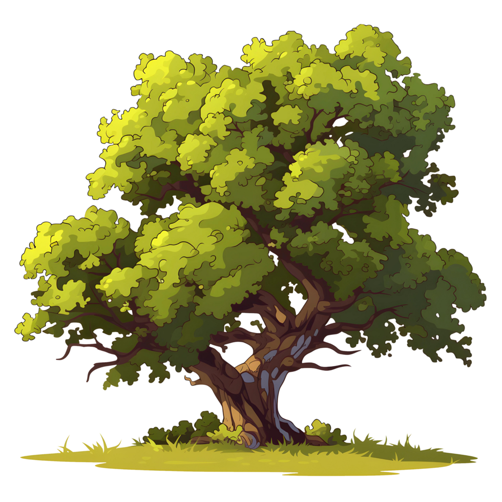AI generated Trees illustration hand paint full color Isolated png