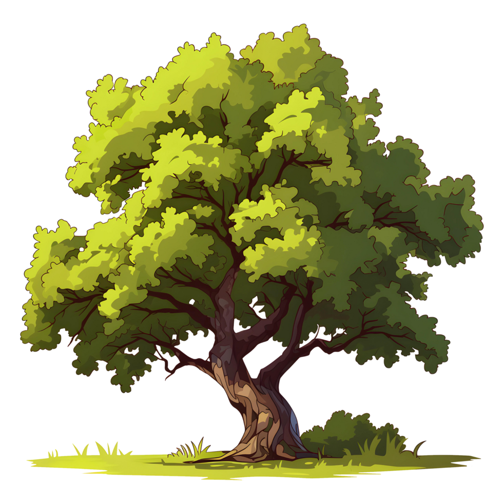 ai generato alberi illustrazione mano dipingere pieno colore isolato png