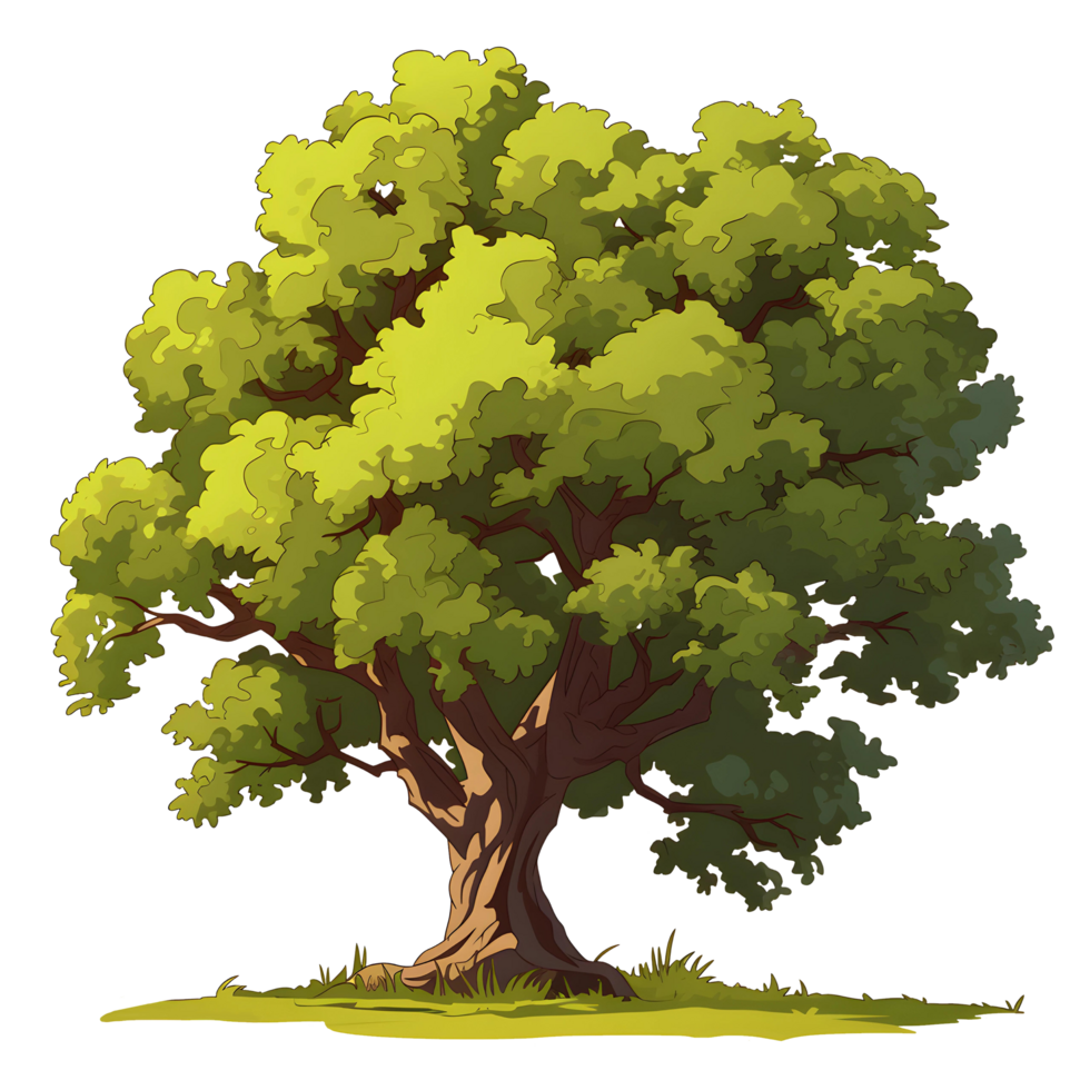 ai generato alberi illustrazione mano dipingere pieno colore isolato png