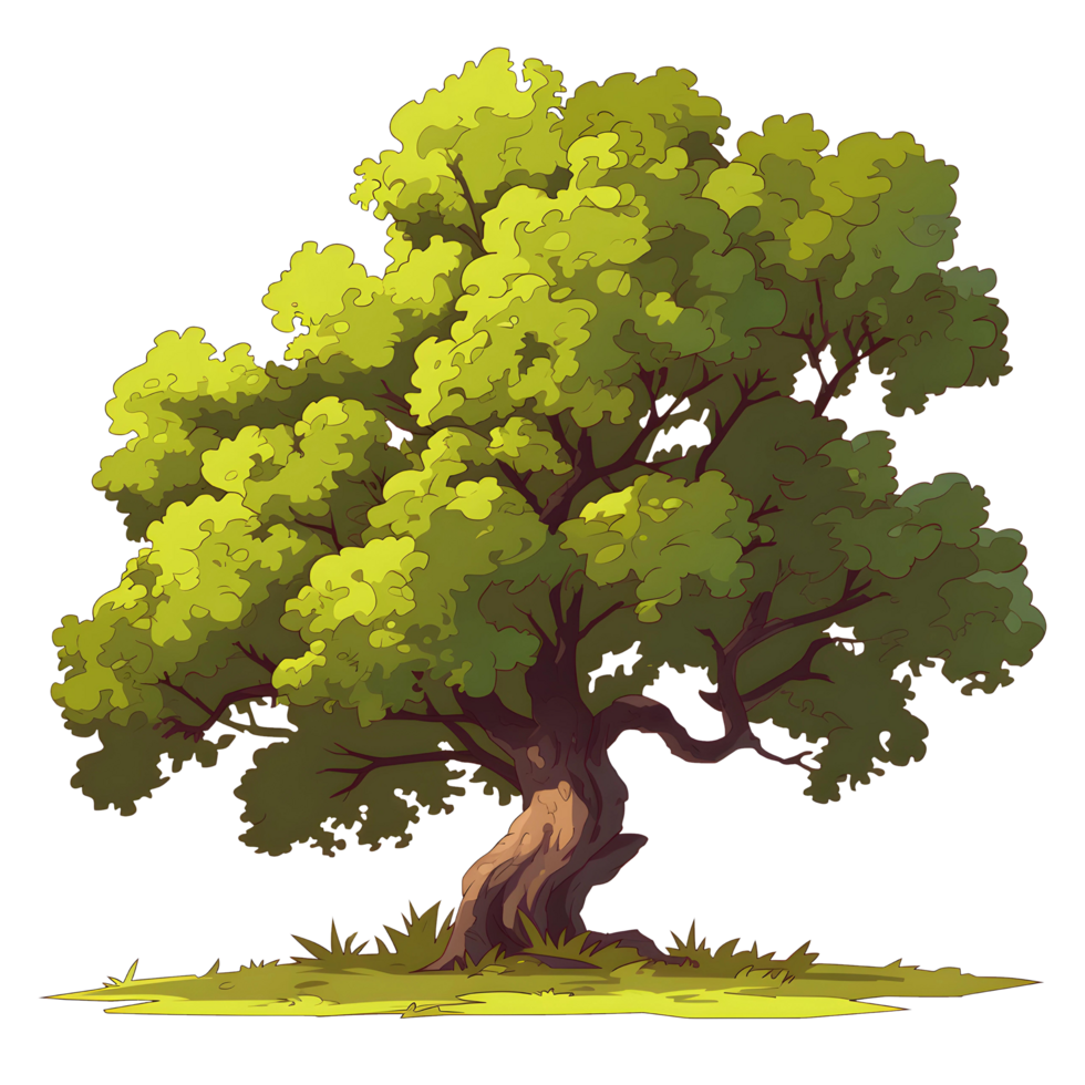 AI generated Trees illustration hand paint full color Isolated png