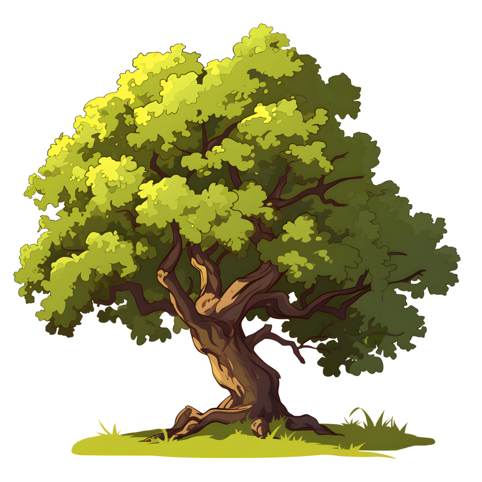 AI generated Trees illustration hand paint full color Isolated png