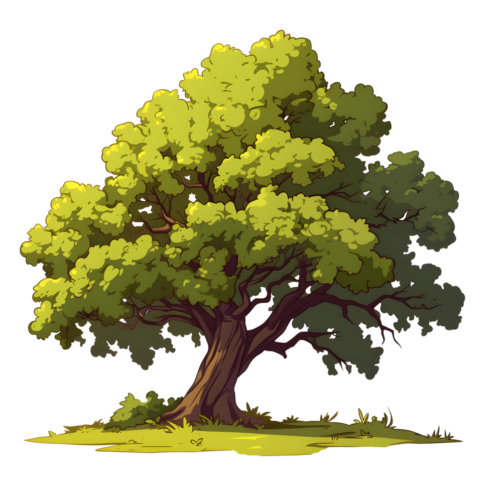 ai generato alberi illustrazione mano dipingere pieno colore isolato png