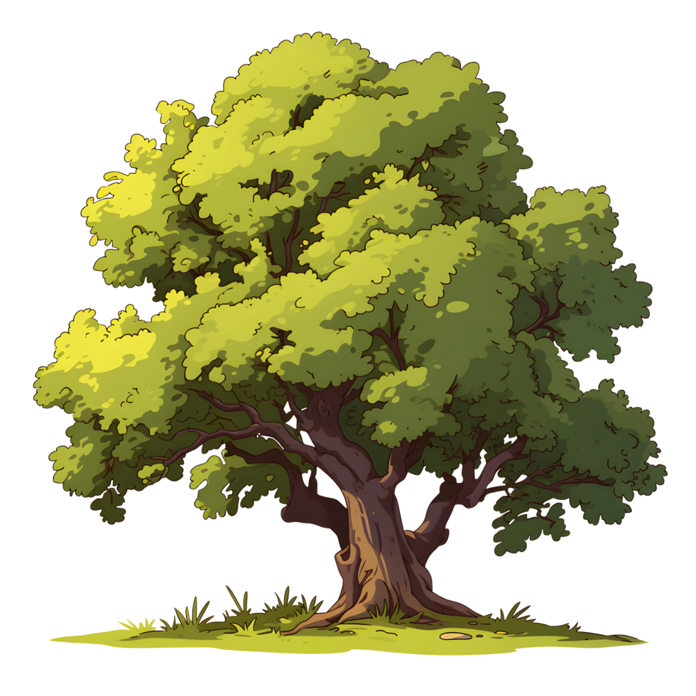 ai generato alberi illustrazione mano dipingere pieno colore isolato png