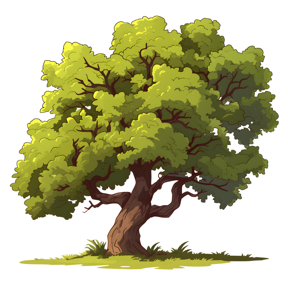 ai generato alberi illustrazione mano dipingere pieno colore isolato png