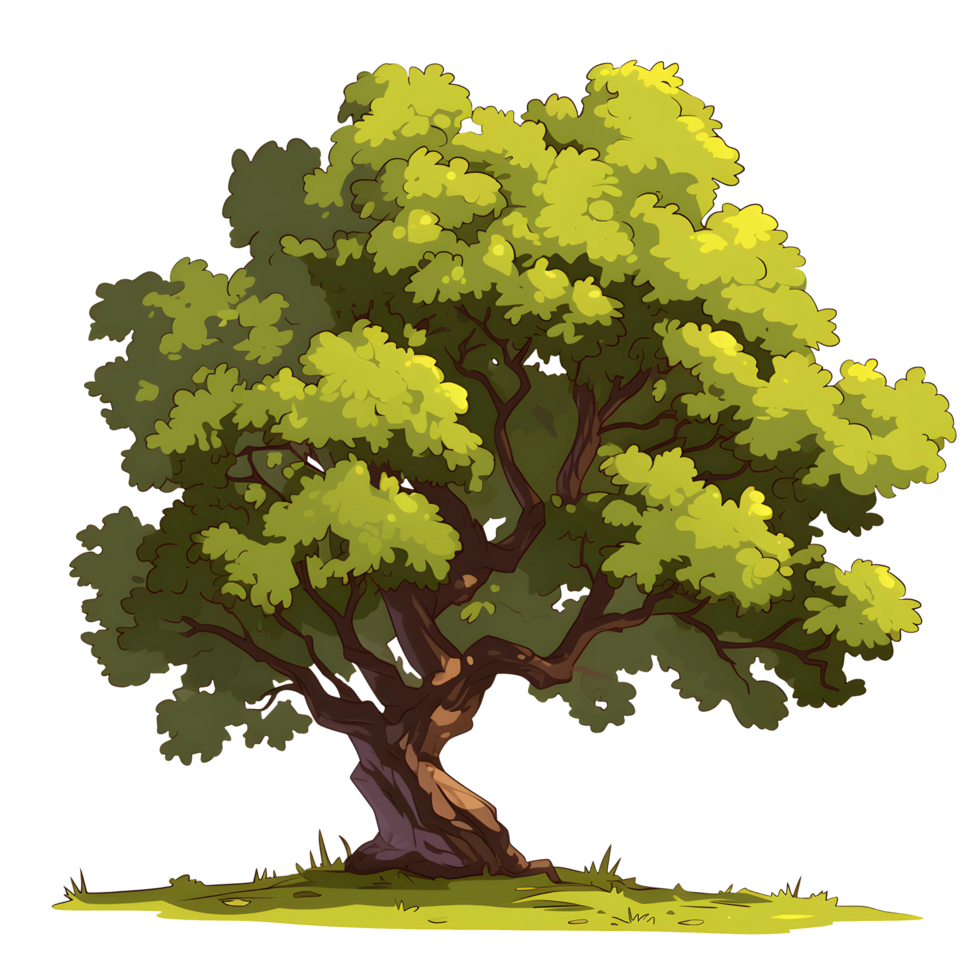 ai generato alberi illustrazione mano dipingere pieno colore isolato png