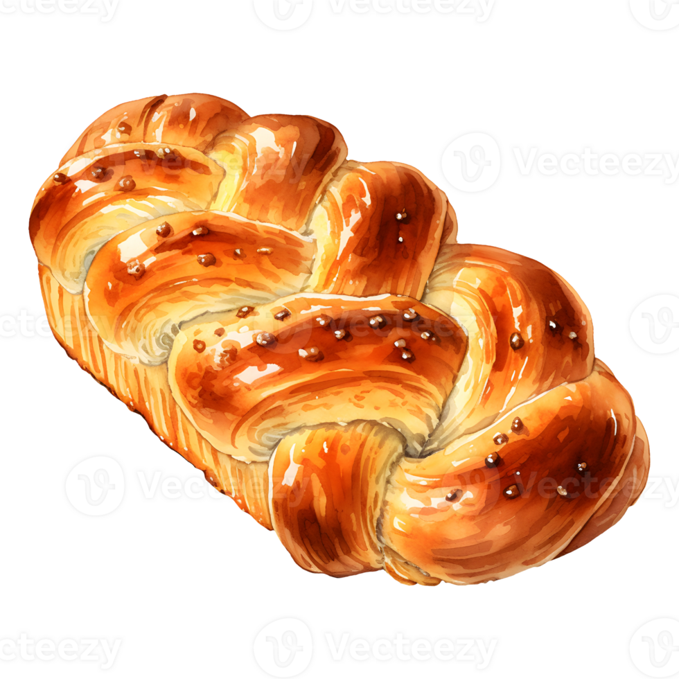 AI generated Challah bread water color hi quality isolated png