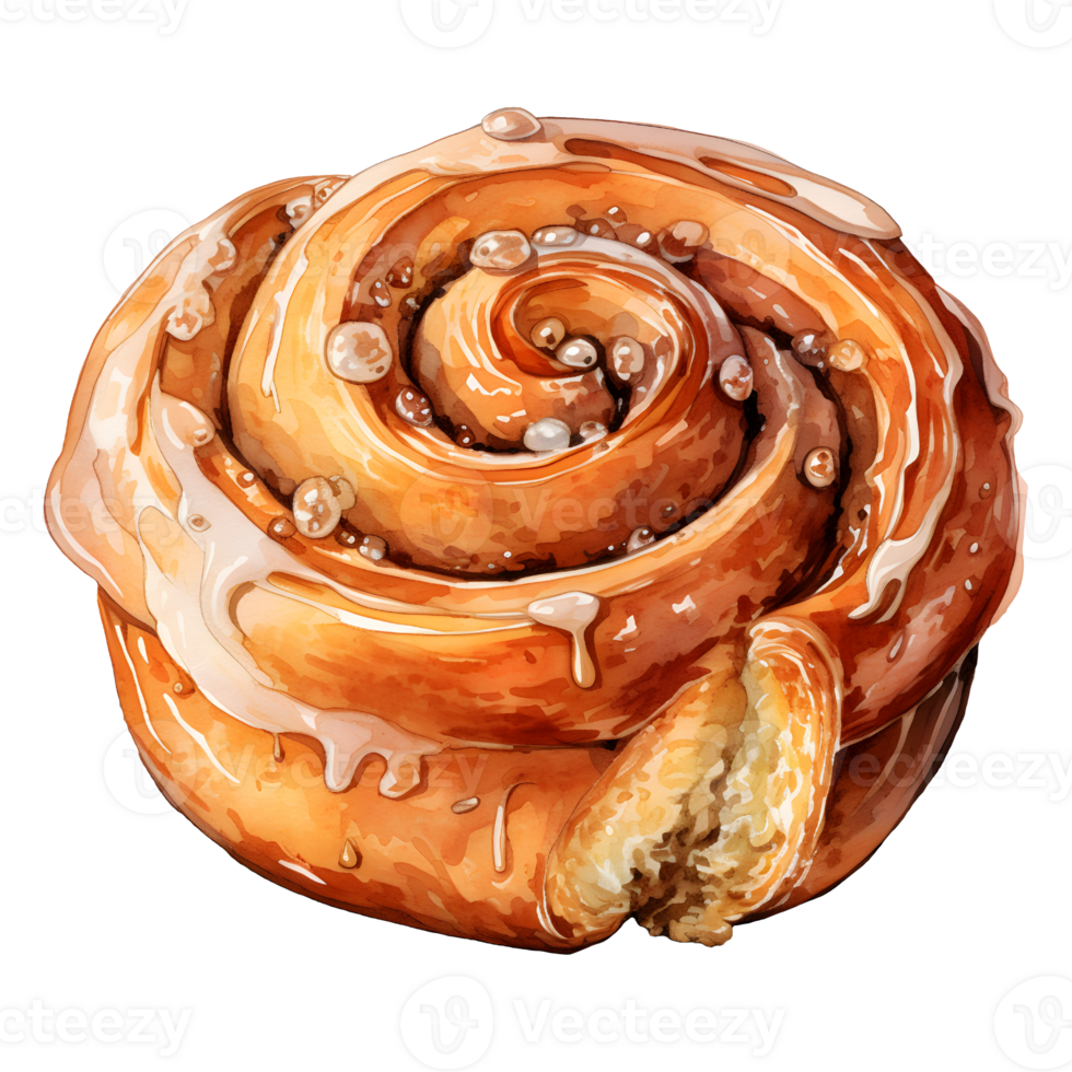 AI generated Cinnamon Roll bread water color hi quality isolated png