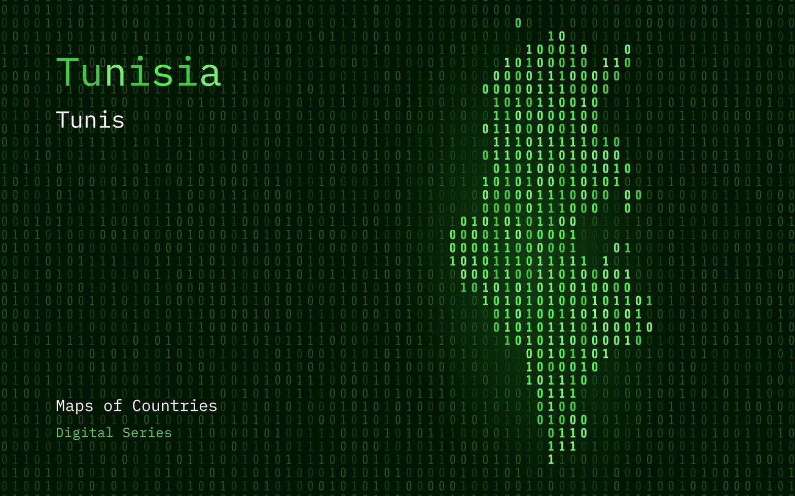 Tunisia Map Shown in Binary Code Pattern. TSMC. Matrix numbers, zero