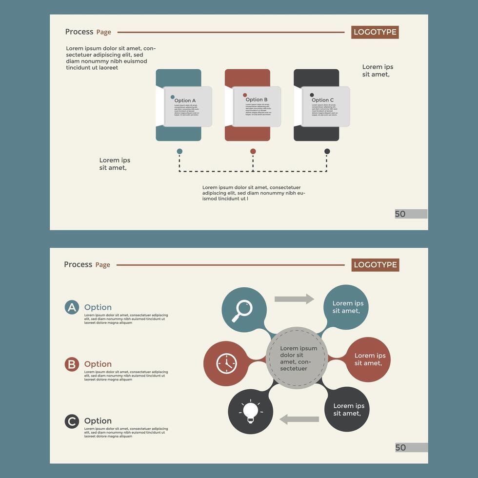 2 management slide templates set Free Vector