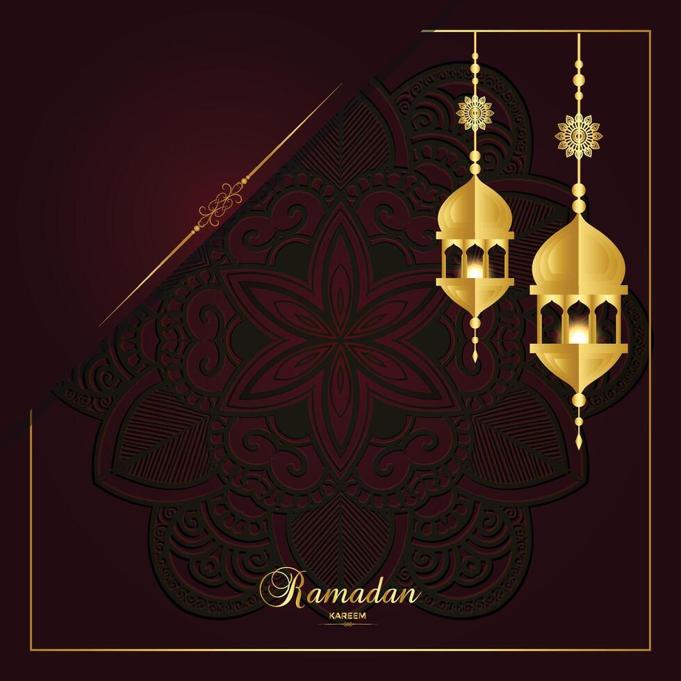 Simple Lantern Eid Mubarak Ramadan With Islamic Ornament Background vector