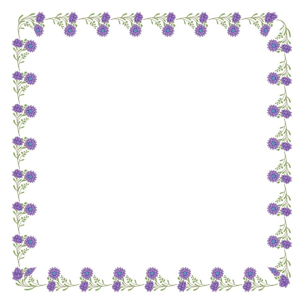 Vector hand drawn floral frame on white background