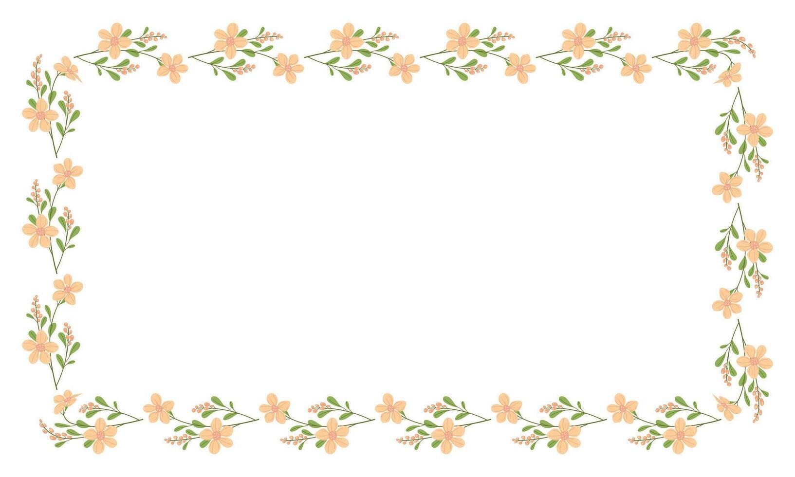 Vector hand drawn floral frame on white background