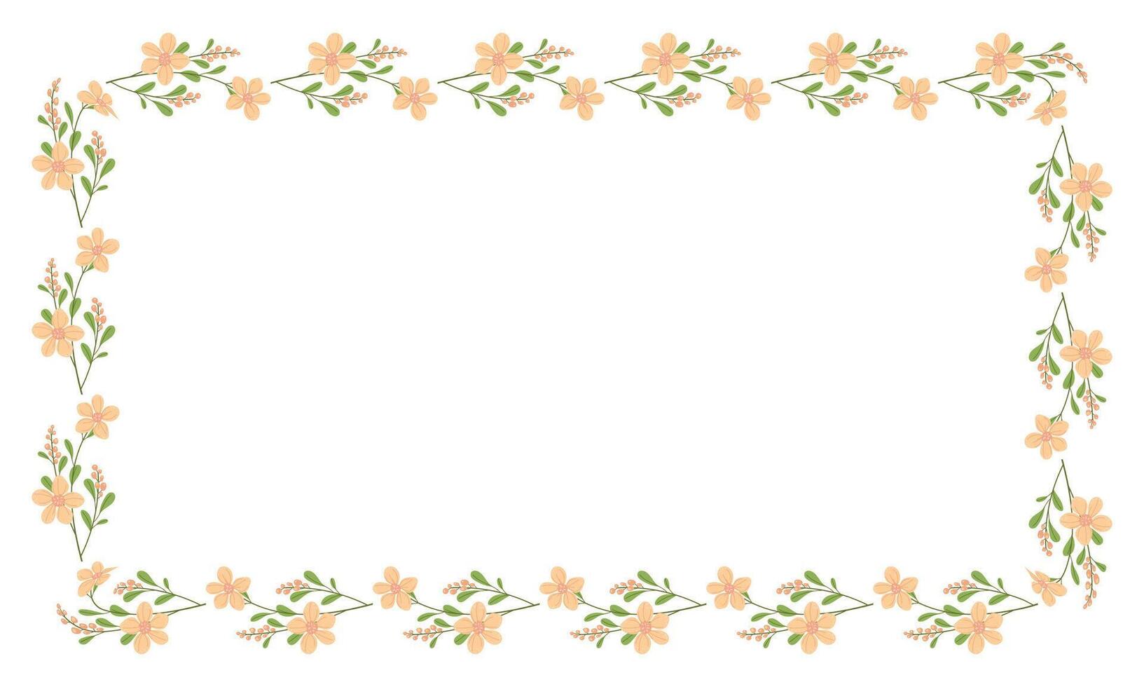 Vector hand drawn floral frame on white background