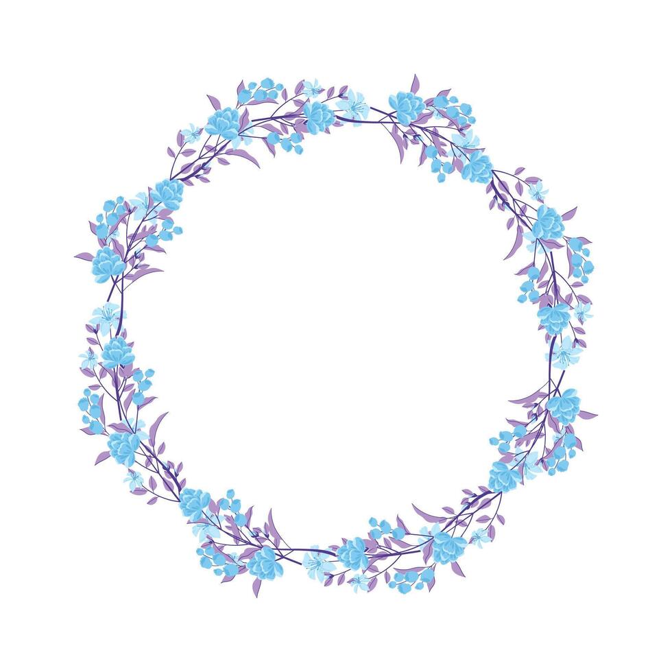 Vector hand drawn floral wreath frame on white background