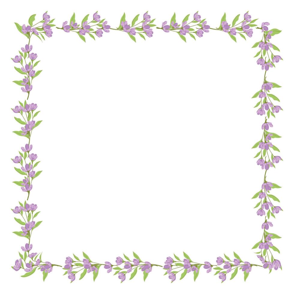 Vector hand drawn floral frame on white background