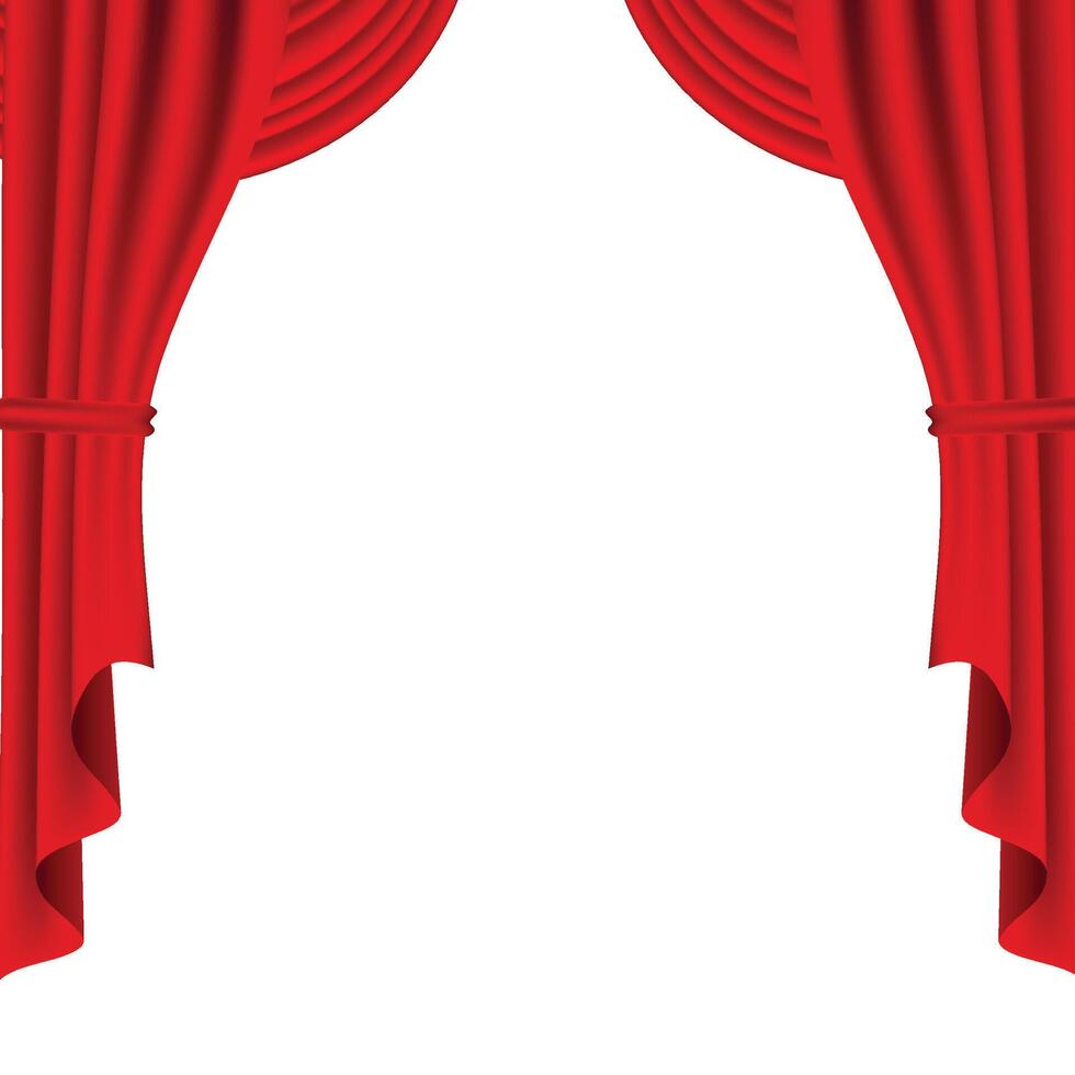 vector red stage curtain for theater, opera scene drape