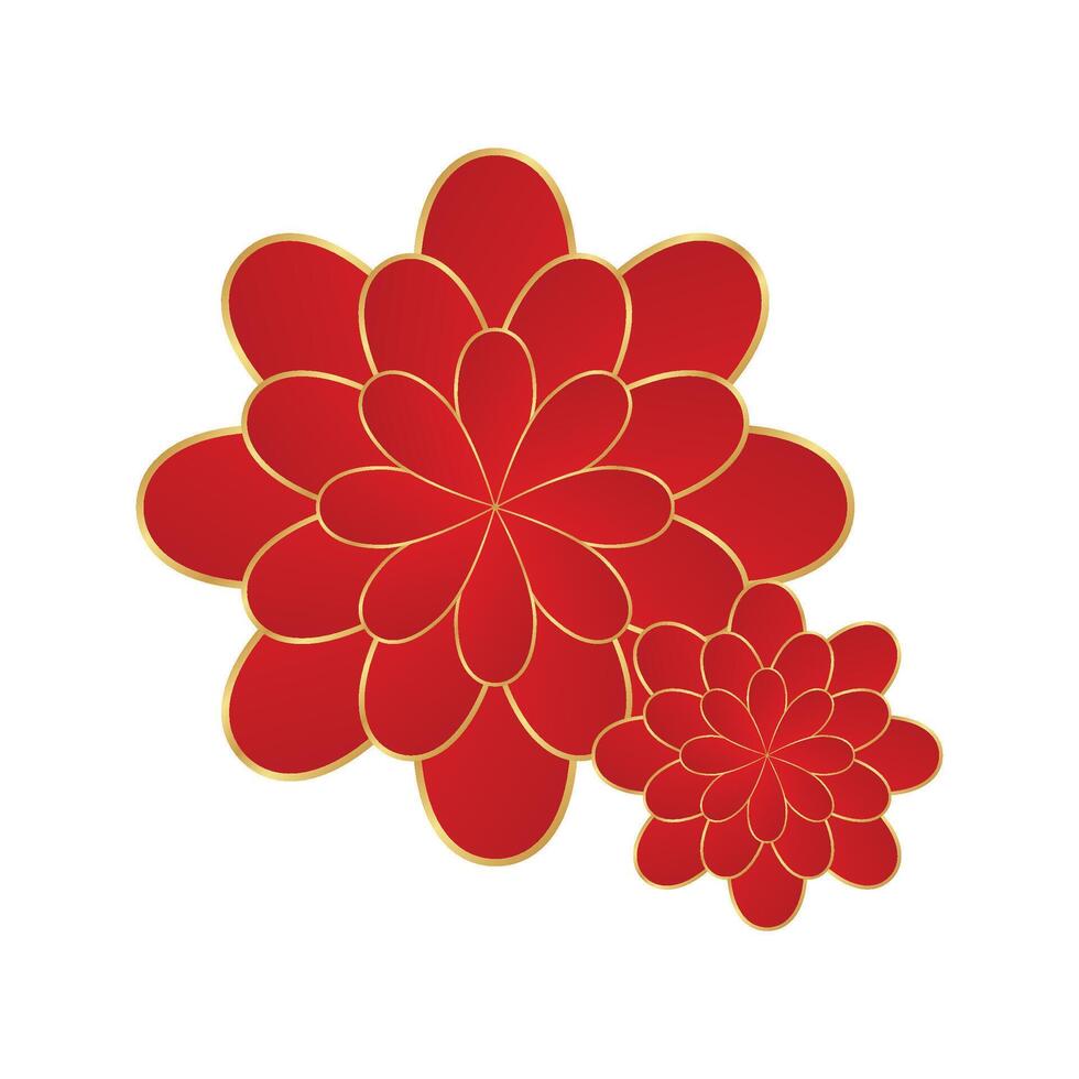 Vector colorful flower elements for chinese and oriental design