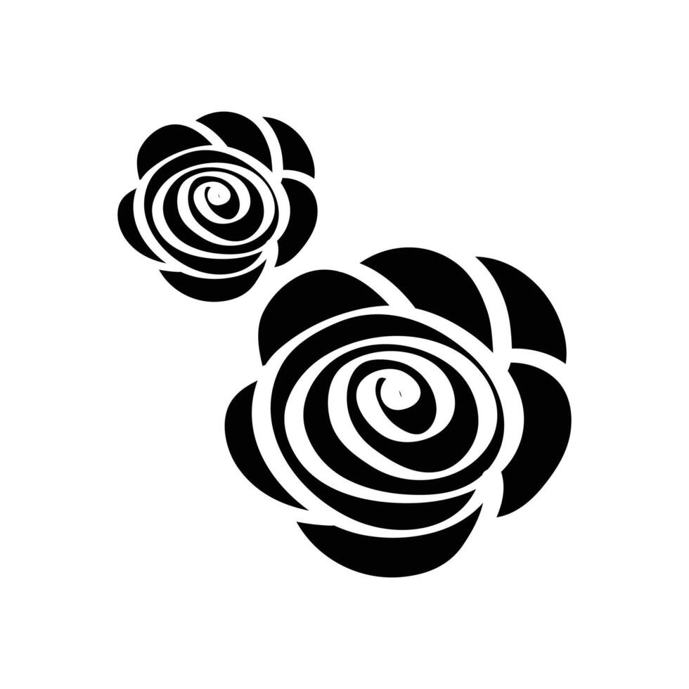 vector flat design rose silhouette on white background