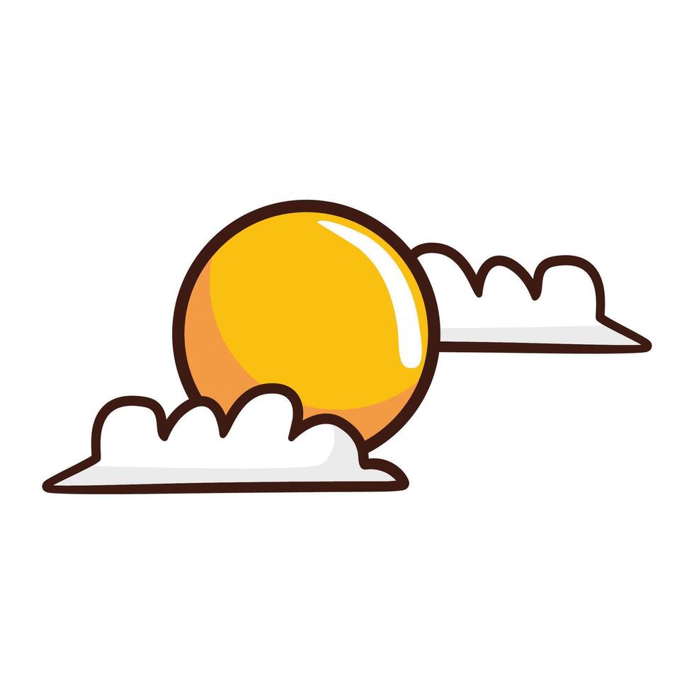 Vector cloud and sun icon flat vector illustration for weather related design element