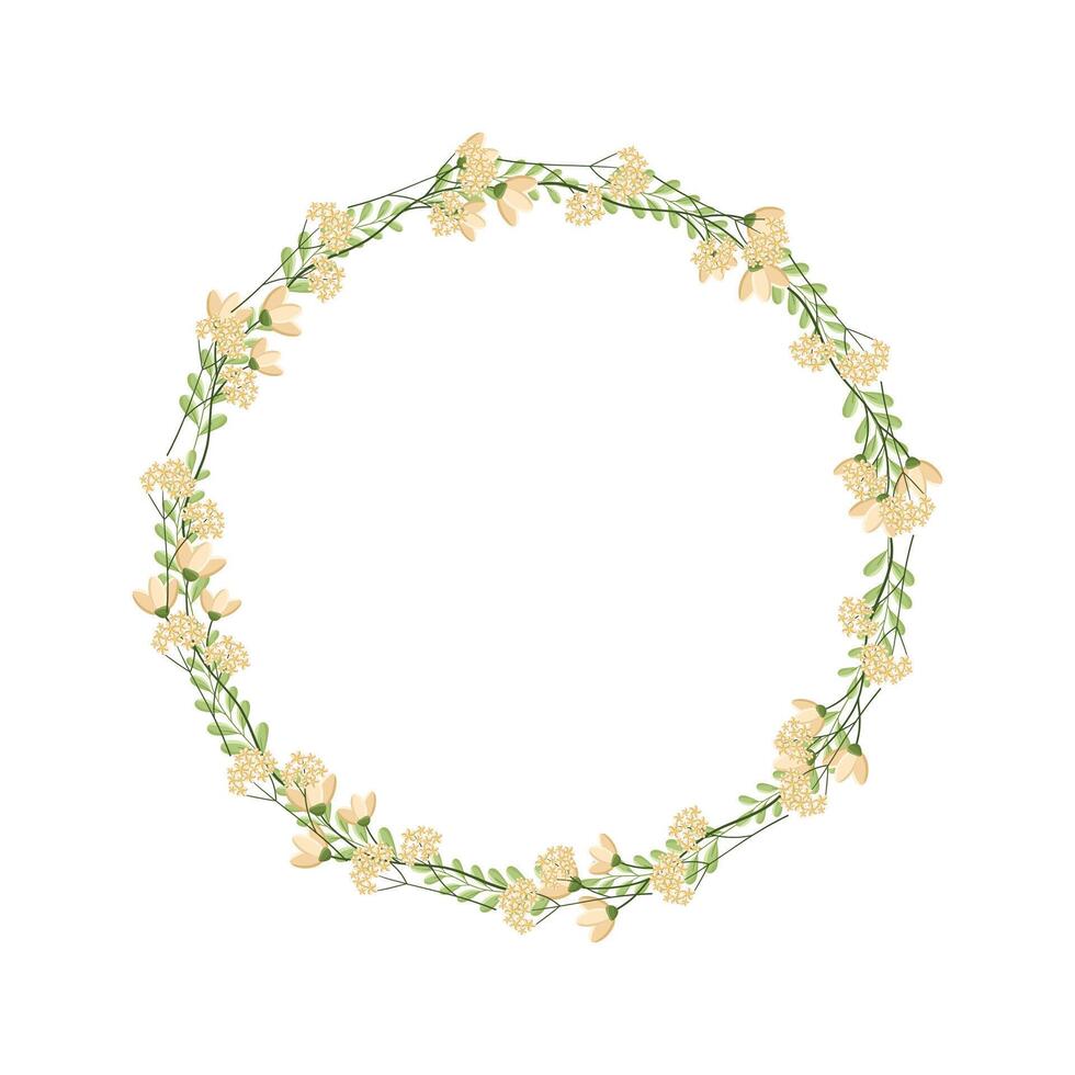 vector hand drawn floral wreath on white background