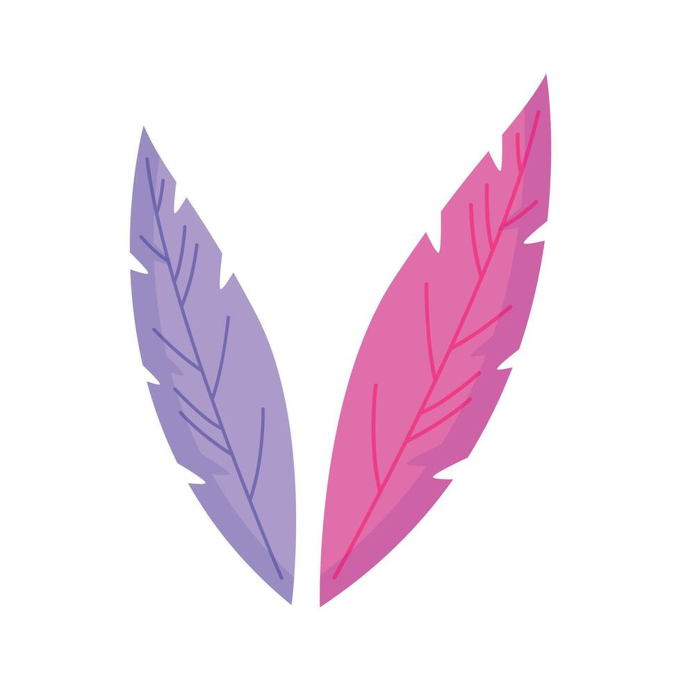 vector shiny feathers of birds flat illustrations set