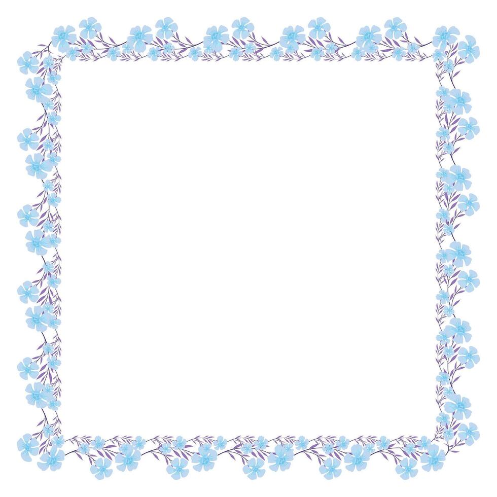 Vector hand drawn floral frame on white background