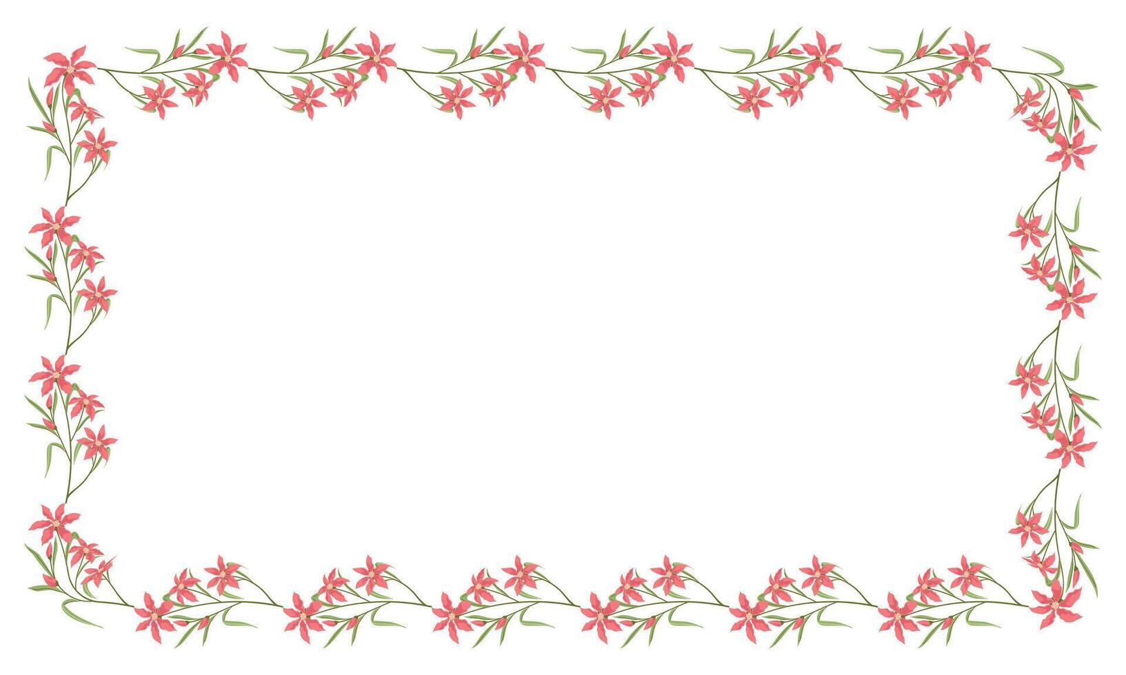 Vector hand drawn floral frame on white background