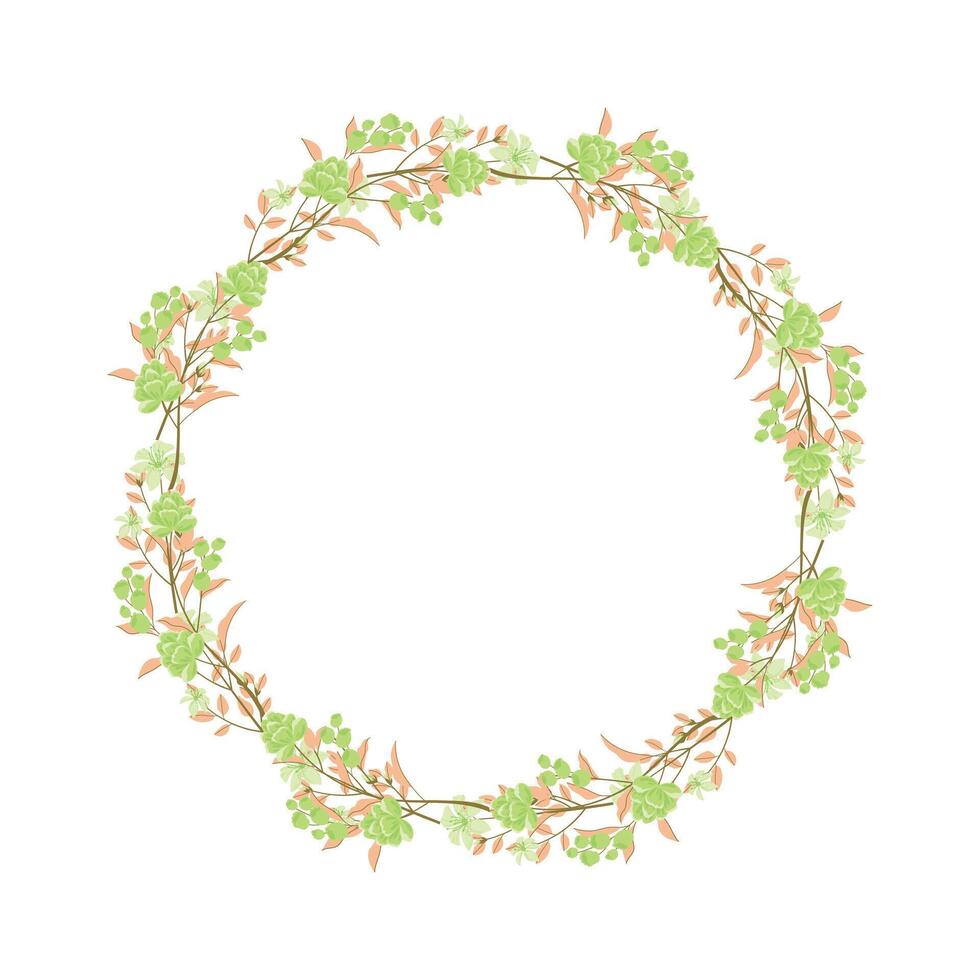 Vector hand drawn floral wreath frame on white background
