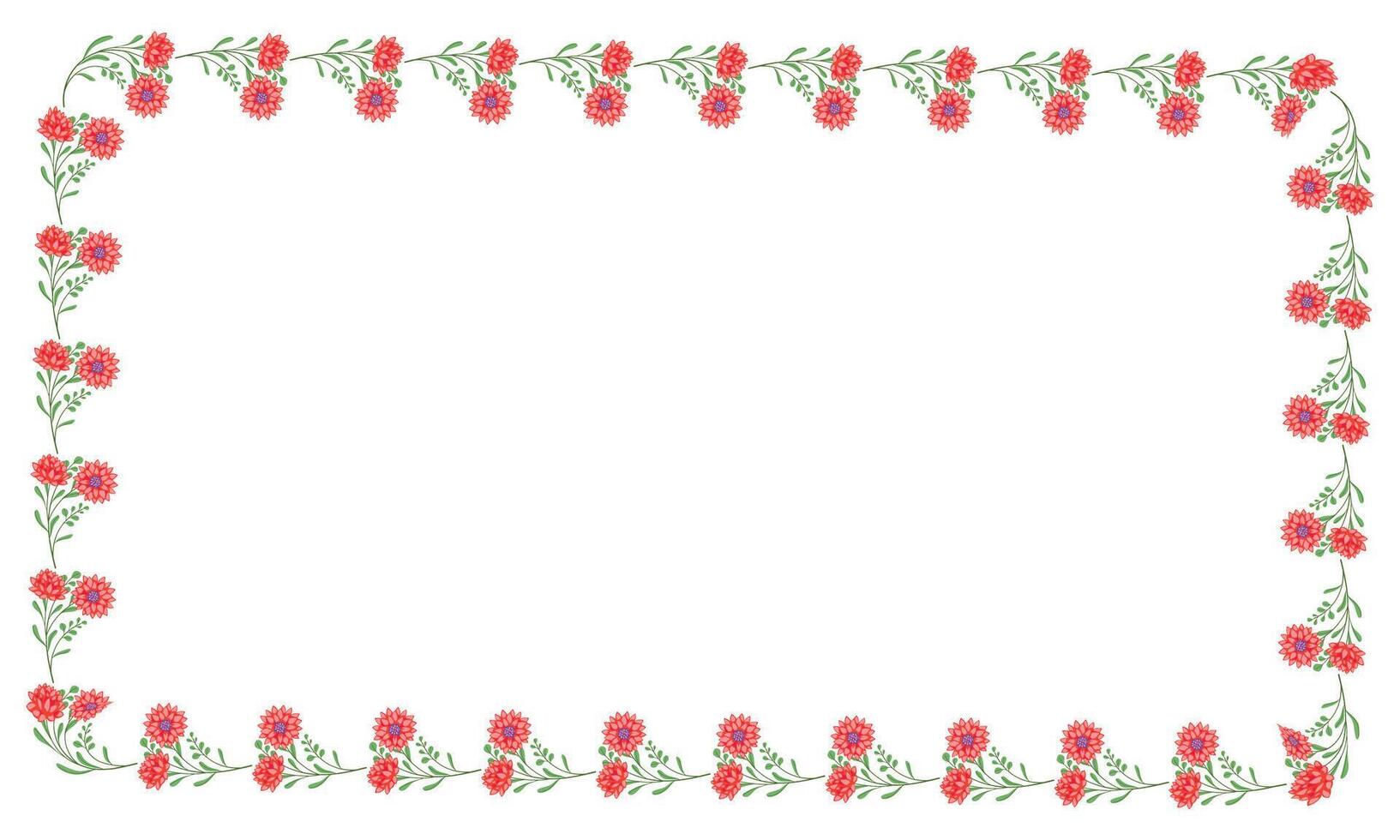 Vector hand drawn floral frame on white background