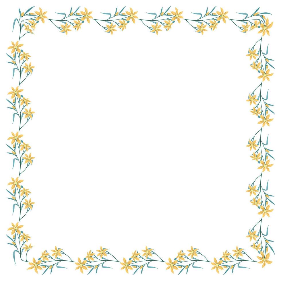 Vector hand drawn floral frame on white background