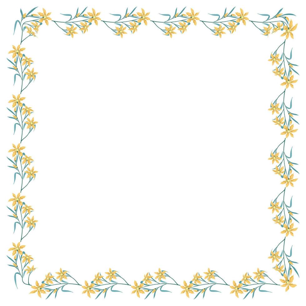 Vector hand drawn floral frame on white background